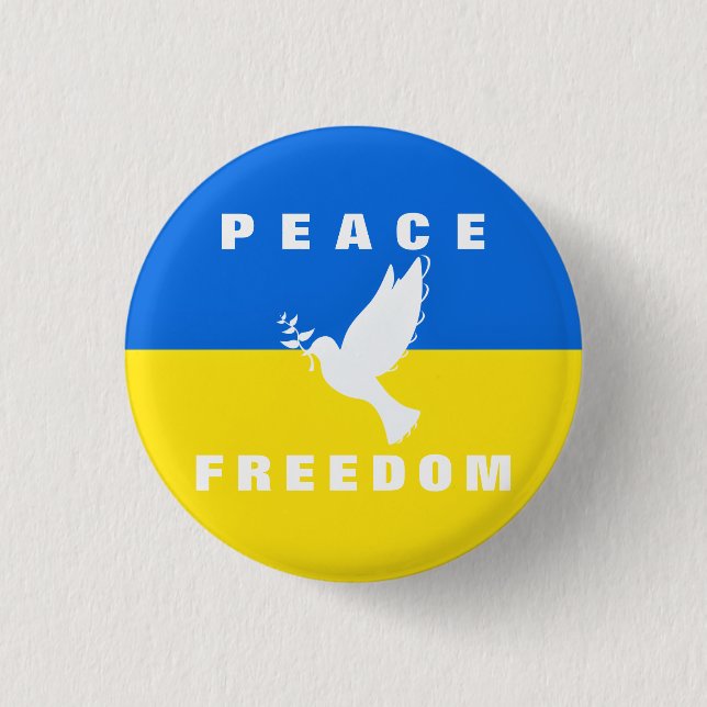 Dove of Peace - Flag of Ukraine - Peace - Freedom Button (Front)