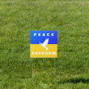 Dove of Peace - Flag of Ukraine - Peace - Freedom  Sign
