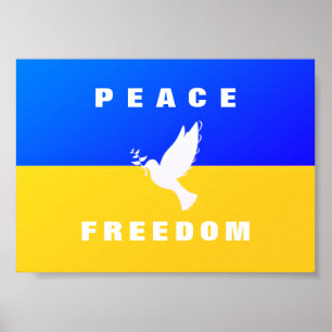 Dove of Peace Flag of Ukraine Poster Support