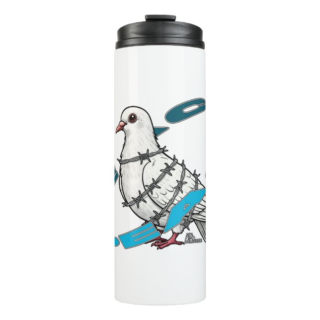 Dove of peace in Barbed Wire Embrace Thermal Tumbler (Front)