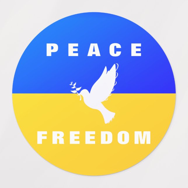 Dove of Peace Labels Flag of Ukraine - Freedom (Design 1)