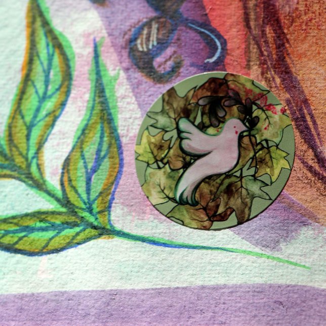 Dove of Peace on Earth and Hope for Worlds Peace   Classic Round Sticker (Creator Uploaded)