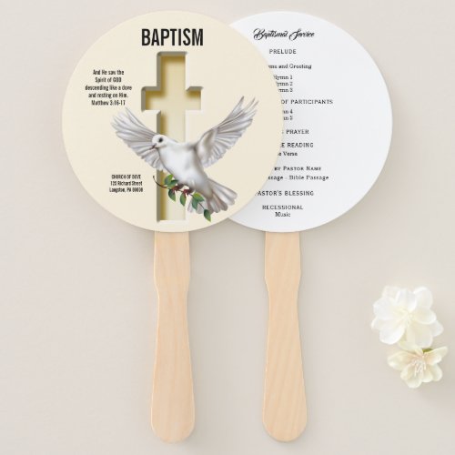 Dove of Peace Order of Service Baptismal Hand Fan