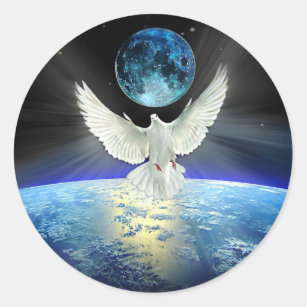 Dove of Peace over Earth from Space Classic Round Sticker