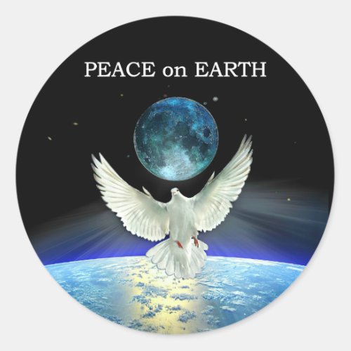 Dove of Peace over Planet Earth Classic Round Stic Classic Round Sticker