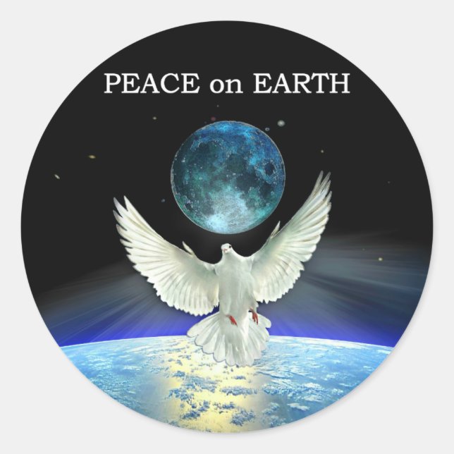 Dove of Peace over Planet Earth Classic Round Stic Sticker (Front)