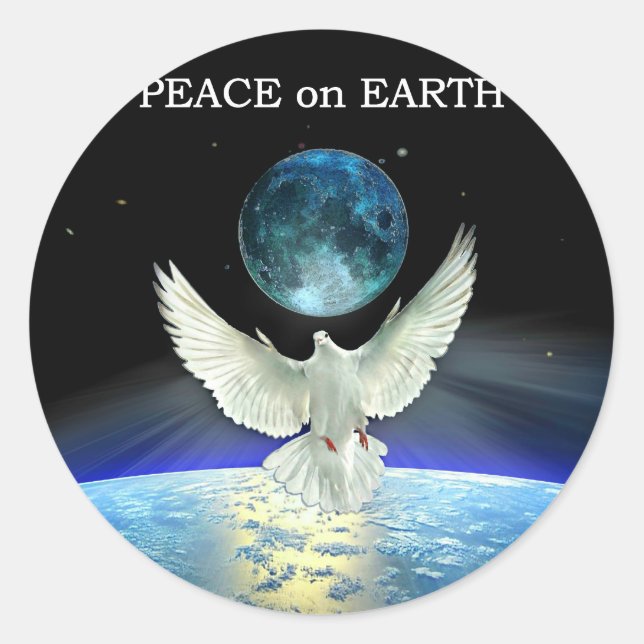 Dove of Peace over Planet Earth Classic Round Sticker (Front)