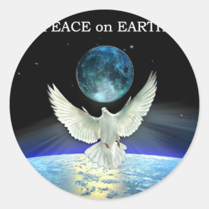 Dove of Peace over Planet Earth Classic Round Sticker