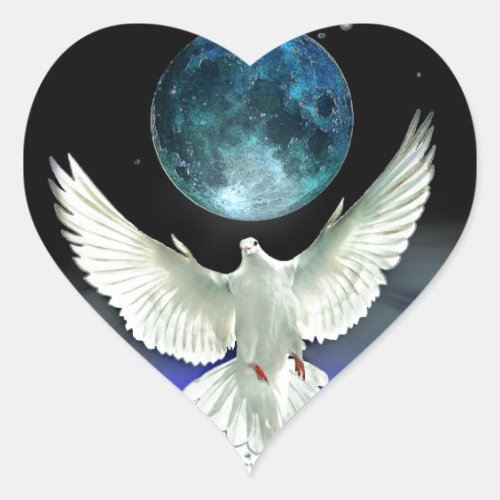 Dove of Peace over Planet Earth Heart Sticker