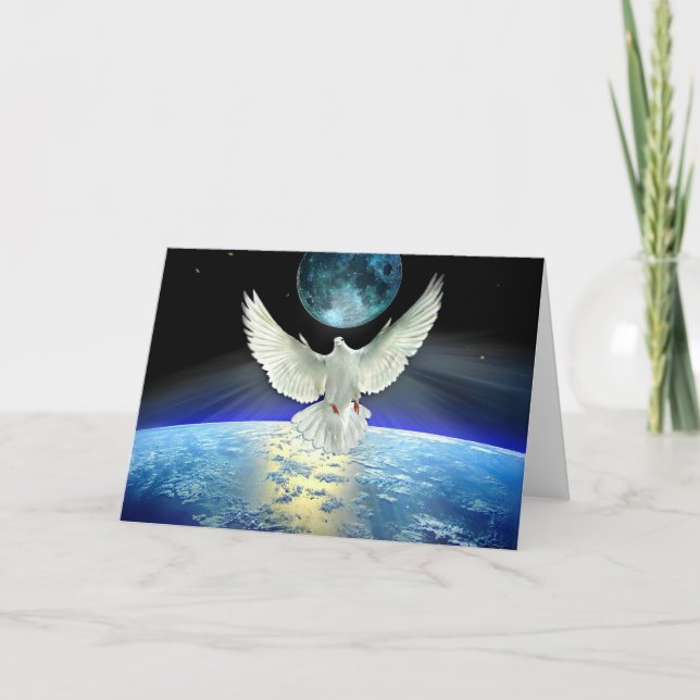 Dove of Peace over Planet Earth Holiday Card (Front)