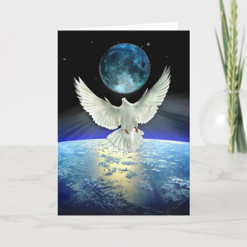 Dove of Peace over Planet Earth Holiday Card