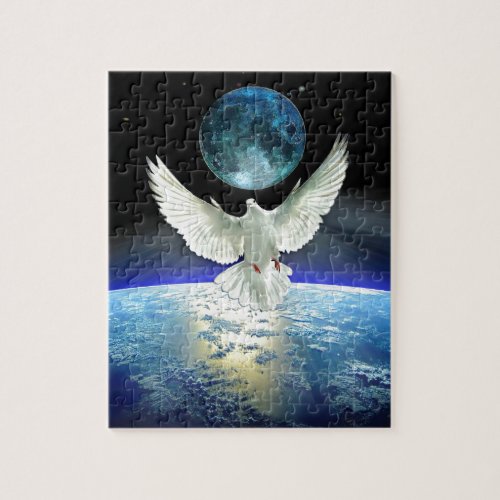 Dove of Peace over Planet Earth Jigsaw Puzzle