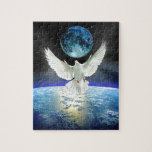 Dove Of Peace Over Planet Earth Sunrise Jigsaw Puzzle at Zazzle