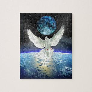 Dove of Peace over Planet Earth Sunrise Jigsaw Puzzle