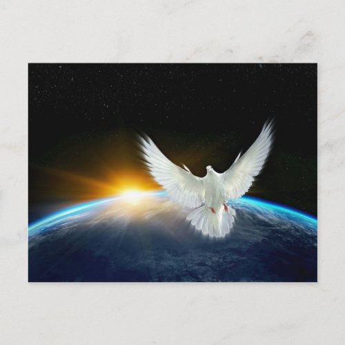 Dove of Peace over Planet Earth Sunrise Postcard