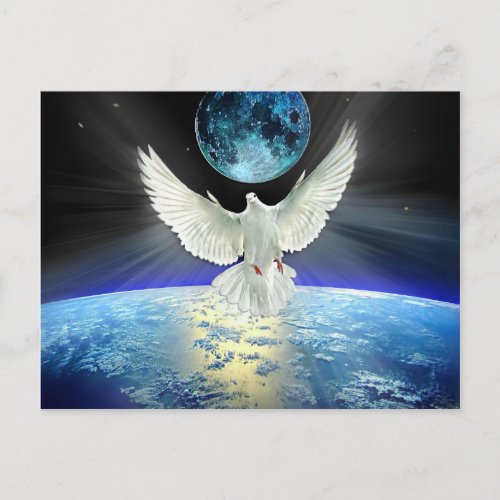 Dove of Peace over Planet Earth Sunrise Postcard