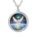 Dove Of Peace Over Planet Earth Sunrise Silver Plated Necklace at Zazzle