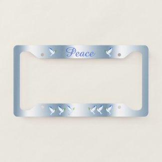 Dove of Peace Pattern Blue License Plate Frame