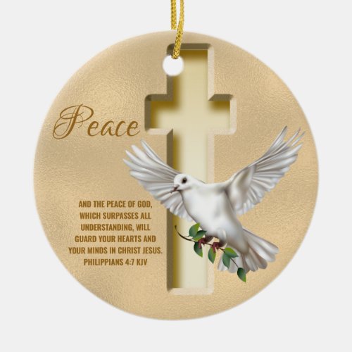 Dove of Peace Personalized Scripture Verse Ceramic Ornament