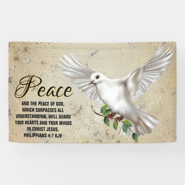 Dove of Peace Personalized Scripture Verse Church Banner (Horizontal)