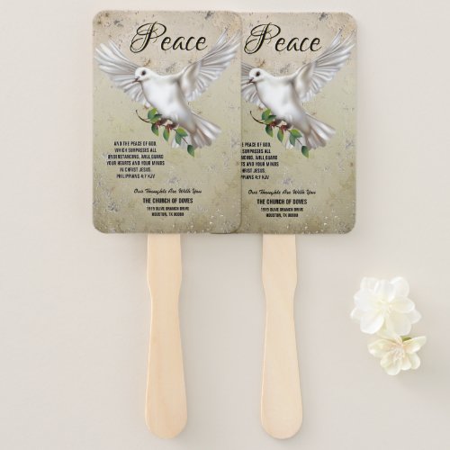 Dove of Peace Personalized Scripture Verse Church Hand Fan