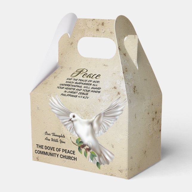 Dove of Peace Personalized Scripture Verse Favor Boxes (Front Side)