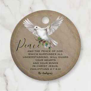 Dove of Peace Personalized Scripture Verse Favor Tags