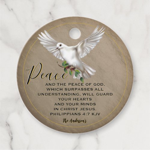 Dove of Peace Personalized Scripture Verse Favor Tags