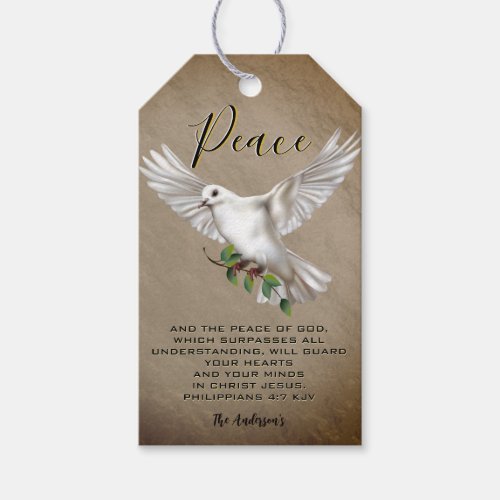 Dove of Peace Personalized Scripture Verse Gift Tags