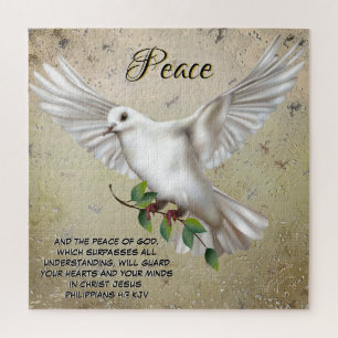 Dove of Peace Personalized Scripture Verse Jigsaw Puzzle
