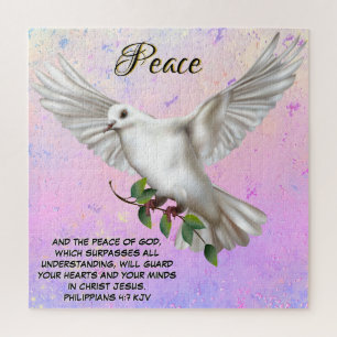 Dove of Peace Personalized Scripture Verse Jigsaw Puzzle