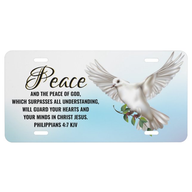 Dove of Peace Personalized Scripture Verse License Plate (Front)