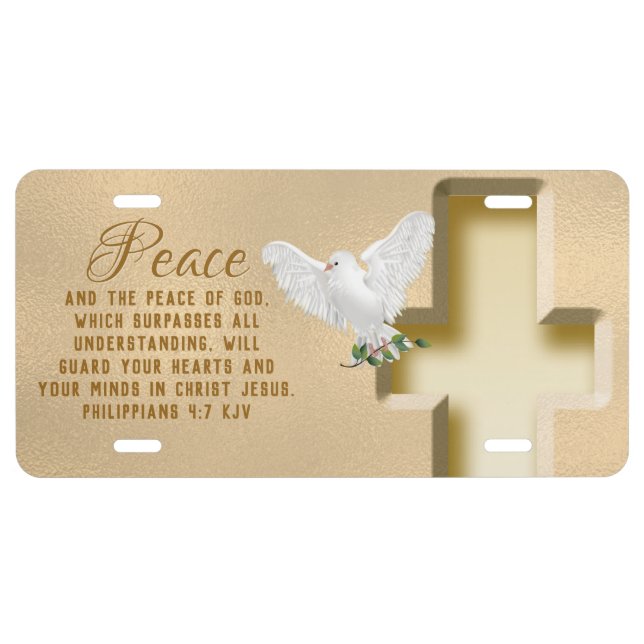Dove of Peace Personalized Scripture Verse License Plate (Front)