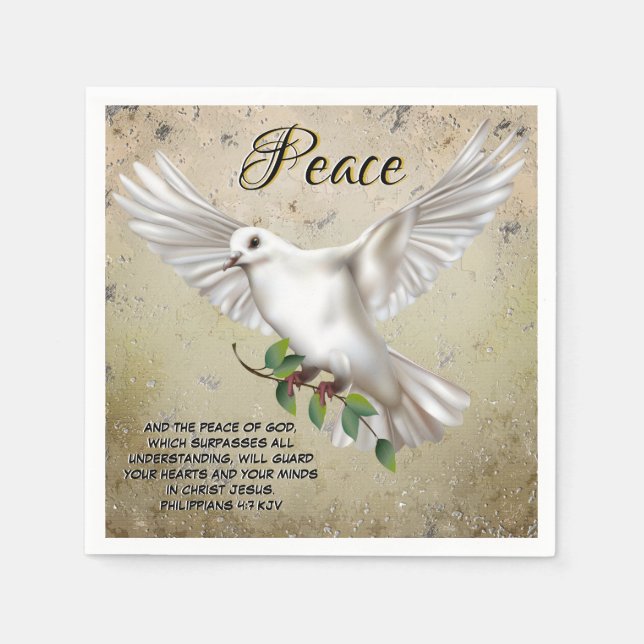 Dove of Peace Personalized Scripture Verse Napkins (Front)