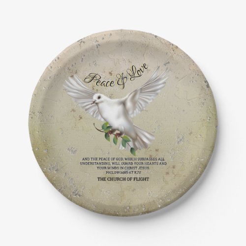 Dove of Peace Personalized Scripture Verse Paper Plates