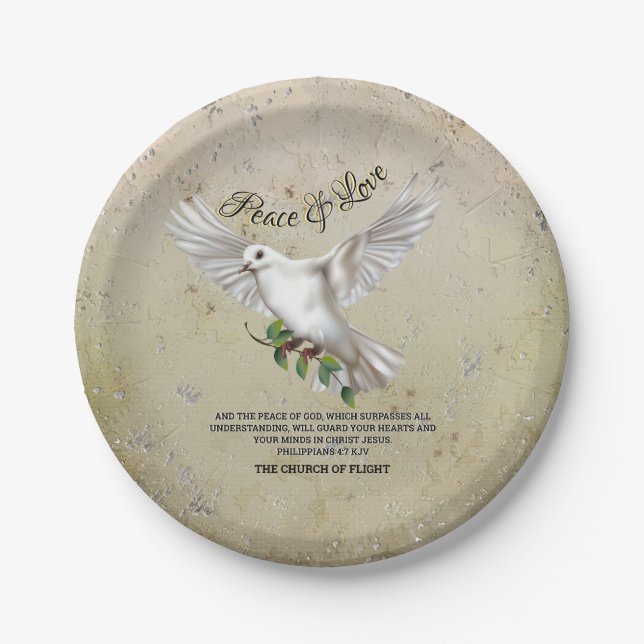 Dove of Peace Personalized Scripture Verse Paper Plates (Front)