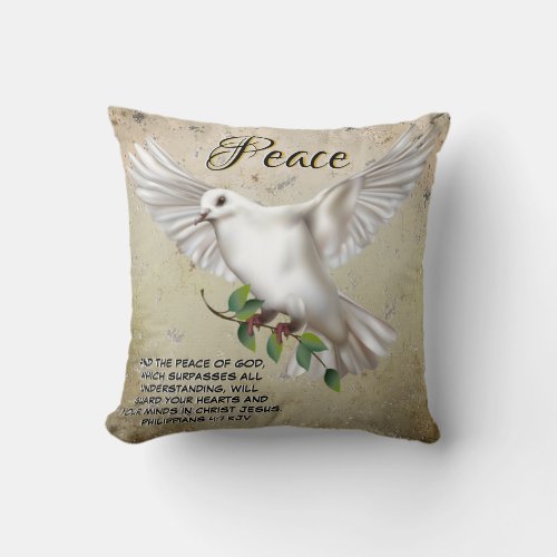 Dove of Peace Personalized Scripture Verse Throw Pillow