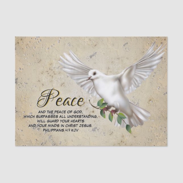 Dove of Peace Personalized Scripture Verse Tissue Paper (Front)