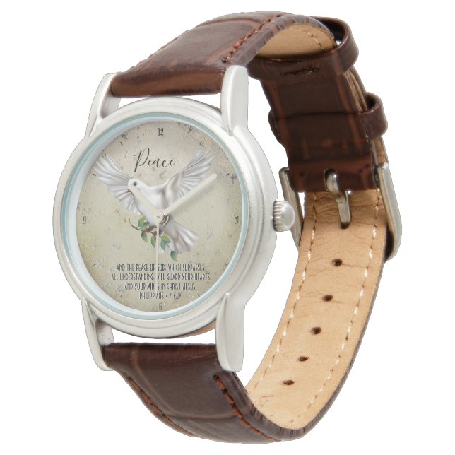 Dove of Peace Personalized Scripture Verse Watch (Angled)