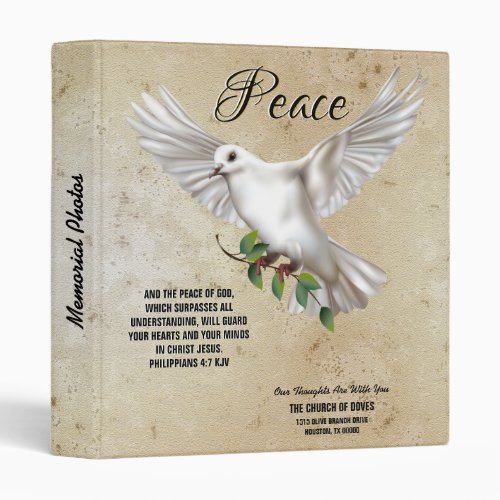 Dove of Peace Religious 3 Ring Binder