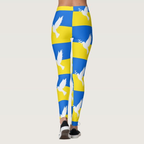 Dove of Peace _ Ukrainian Flag _ Peace for Ukraine Leggings