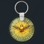 Dove of the Holy Spirit Keychain<br><div class="desc">This unique design has been digitally enhanced from a vintage work of art by artist and architect, Gianlorenzo Bernini , and is now in the public domain. Customize this unique vintage keychain with your own personalized text.</div>