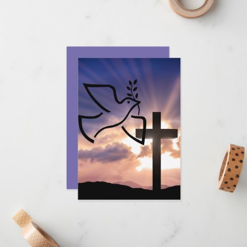 Dove Offering Peace Holy Cross Peace Love  Note Card