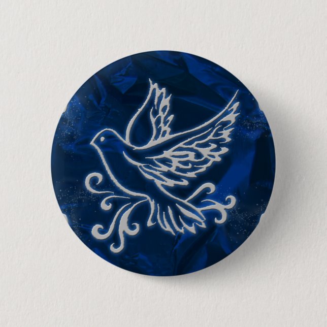 Dove on Blue Foil Button (Front)