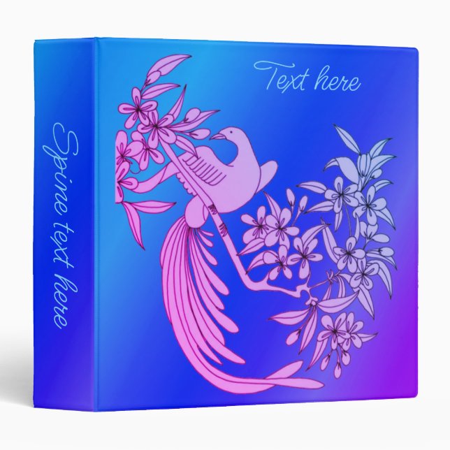 Dove On Branch Bird Motif Art Personalized 3 Ring Binder (Front/Spine)