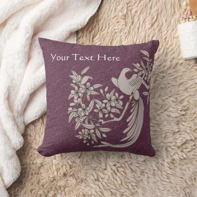 Dove On Branch Personalized Throw Pillow (Blanket)