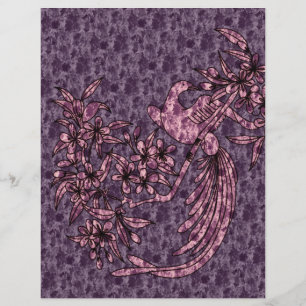 Dove On Branch Purple Scrapbook Paper