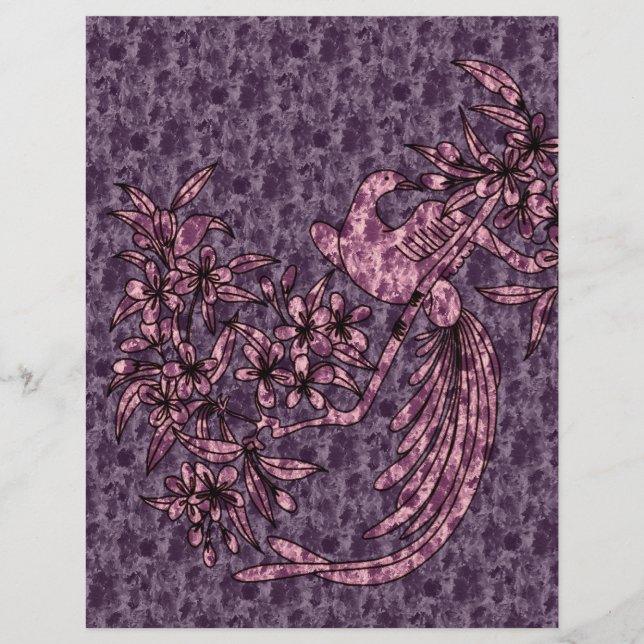 Dove On Branch Purple Scrapbook Paper (Front)