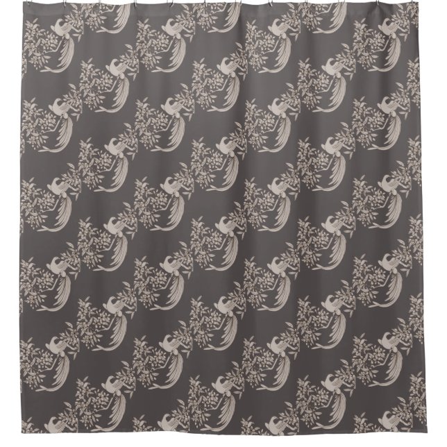 Dove On Flowered Branch Animal Art Pattern Shower Curtain (Front)
