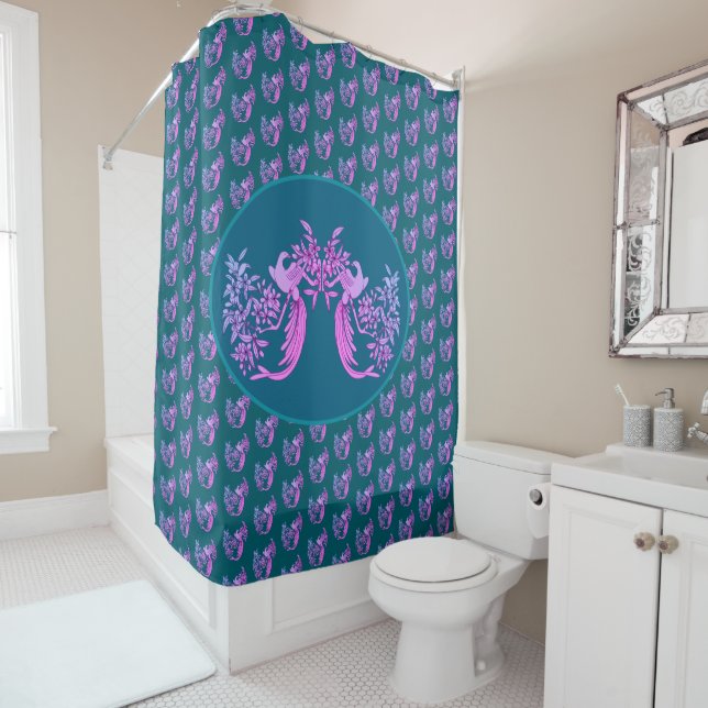 Dove On Flowered Branch Animal Art Shower Curtain (In Situ)